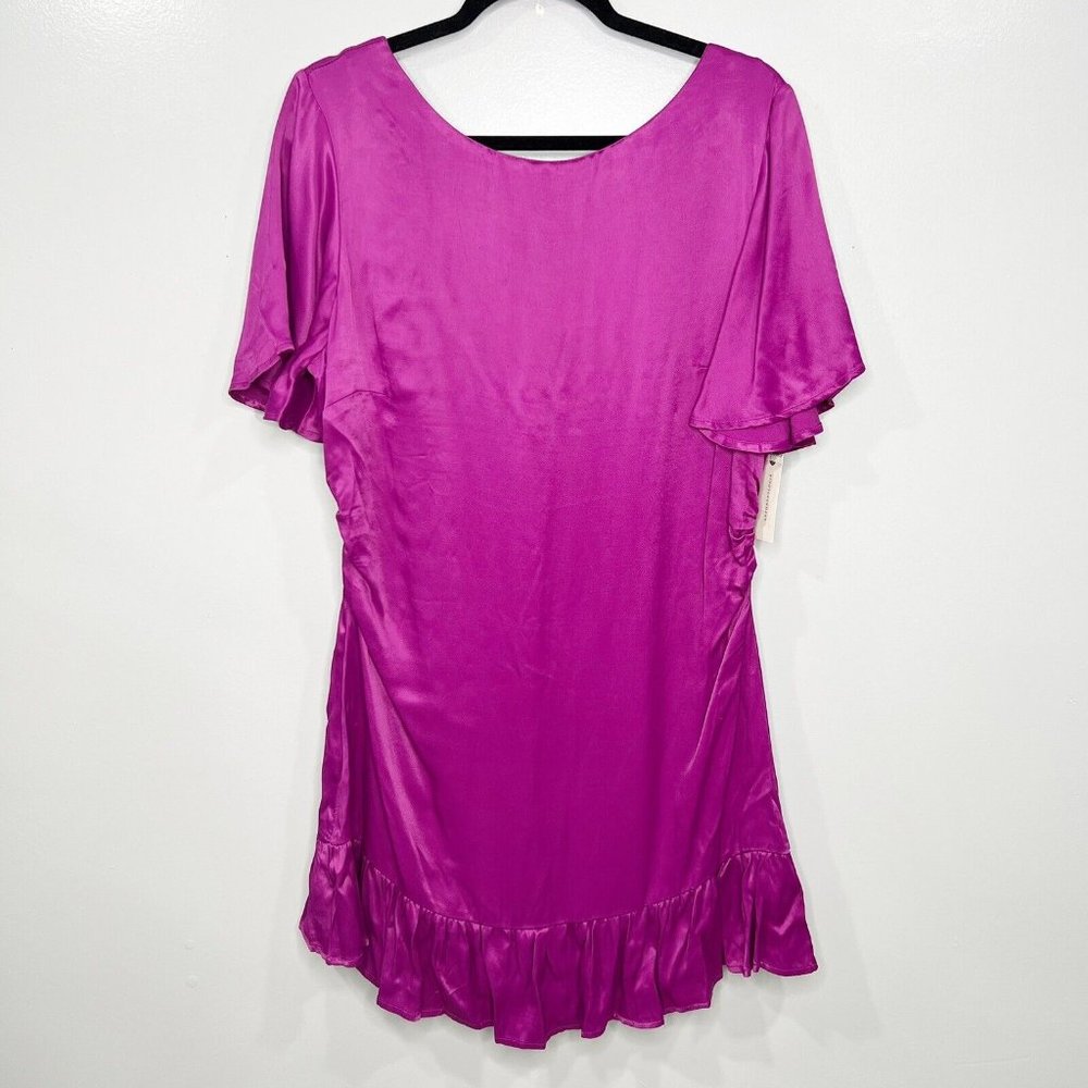 Anthropologie Flutter Sleeve Rushed Ruffle Mini Dress NWT Size 14